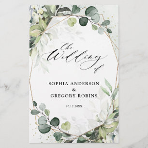 Programa de Casamento Moderno Eucalyptus Sage Gree