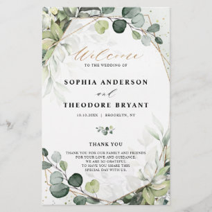 Programa de Casamento Moderno Eucalyptus Sage Gree