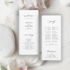Programa de casamento moderno minimalista preto e