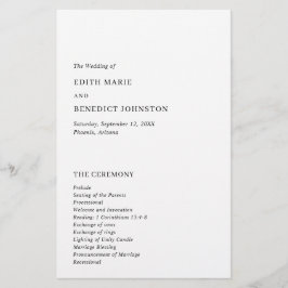 Programa de Casamento Moderno Minimalista Preto e