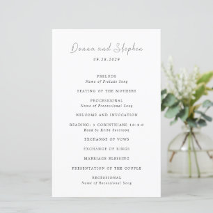 Programa de Casamento Moderno Preto e Branco Limpo