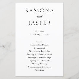 Programa de Casamento Moderno Simples Preto e Bran