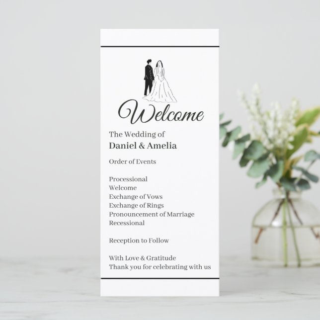 Programa de Casamento Monocromático Minimalista (Em pé/Frente)