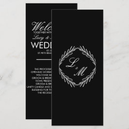 Programa de Casamento Monogram Script Branch Preto