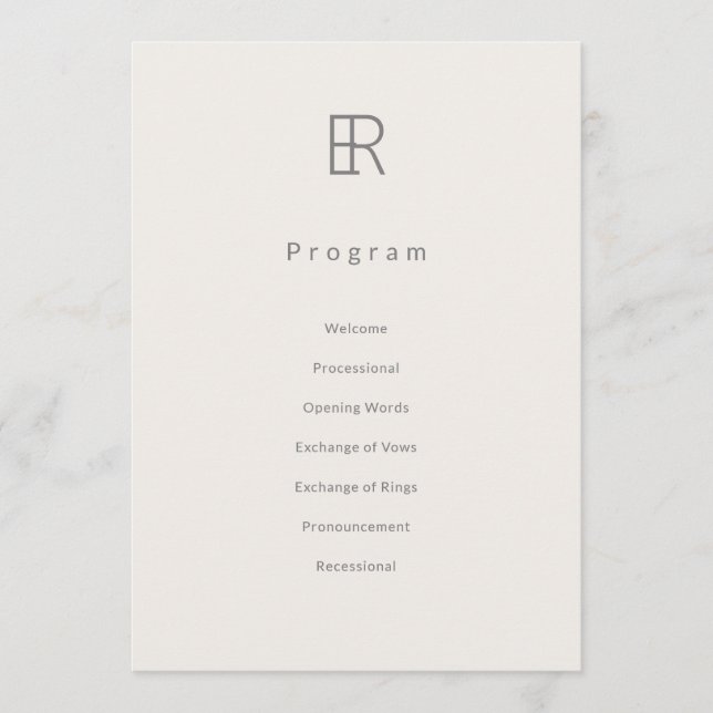 Programa de Casamento Monograma Minimalista Modern (Frente)