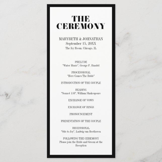 Programa de Casamento Mr e Mrs Modern Bold (Frente)