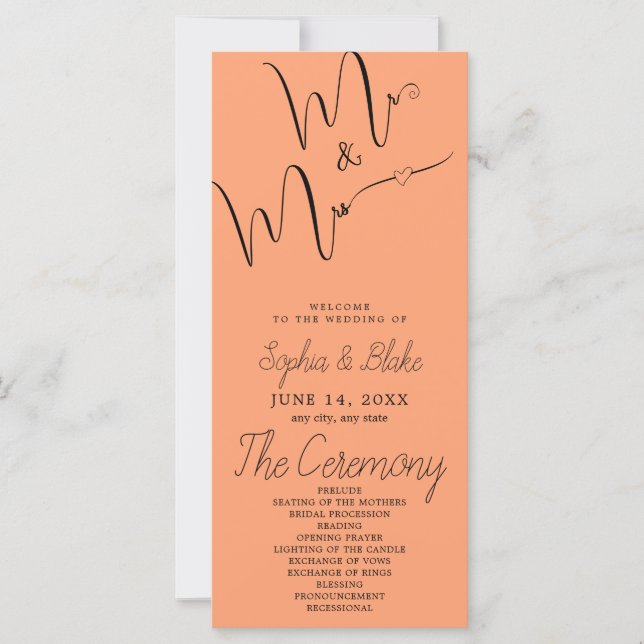Programa de Casamento Mr & Mrs Minimalista Cantalo (Frente)