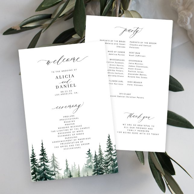 Programa de casamento na floresta de pinheiros da  (Criador carregado)