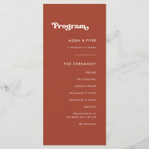 programa de casamento Na moda retro terracotta