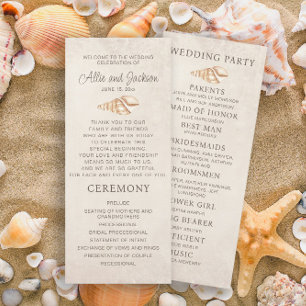 Programa de Casamento na Praia com Conchas de Arei