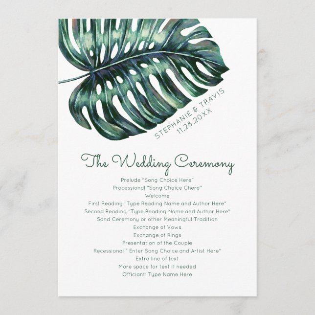 Programa de Casamento na Praia da Ilha com Folha d (Frente)