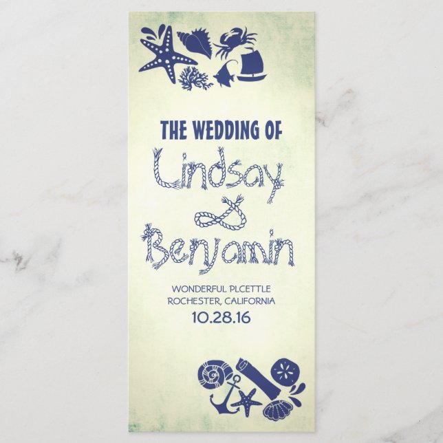 programa de casamento náutico da corda-náutica vin (Frente)