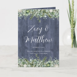 Programa de Casamento Navy Wood Eucalyptus | Rústi