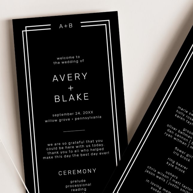Programa de Casamento Negra Moderno / AVERY (Modern Black Wedding Program / AVERY)