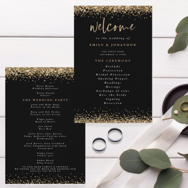 Programa de Casamento Negro Confetti, Dourado do O (Criador carregado)