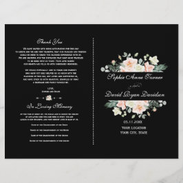 Programa de Casamento Negro Floral Branco e Encant
