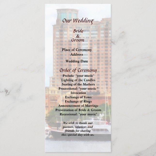 Programa de Casamento no Inner Harbor Baltimore MD (Frente)
