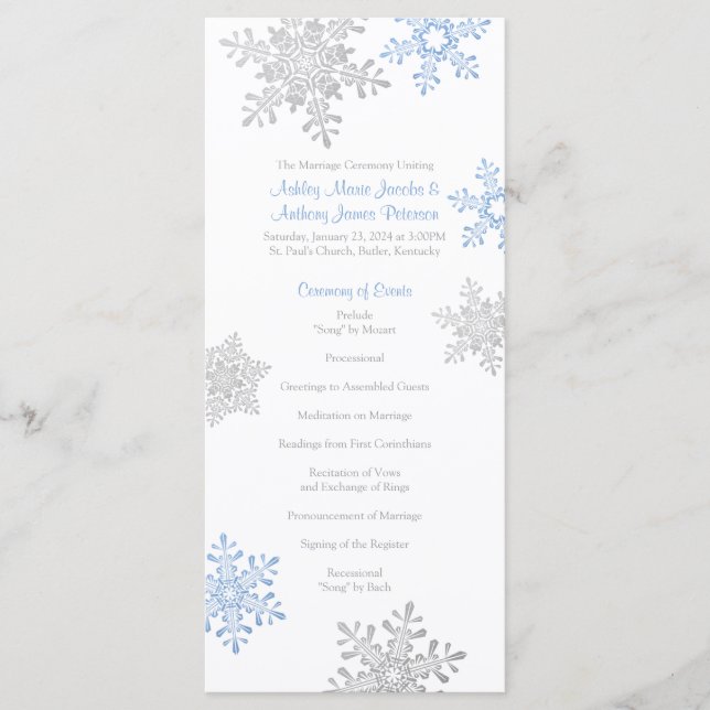 Programa de Casamento no inverno Lapis Blue Silver (Frente)