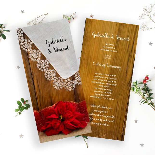 Programa de Casamento no inverno Rustic Red Poinse (Criador carregado)