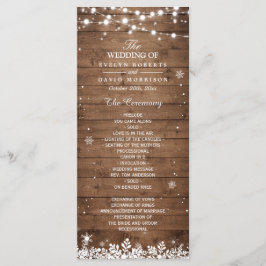 Programa de Casamento no inverno Rustic Wood Snowf