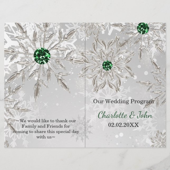Programa de Casamento no inverno Silver Green Snow (Frente)