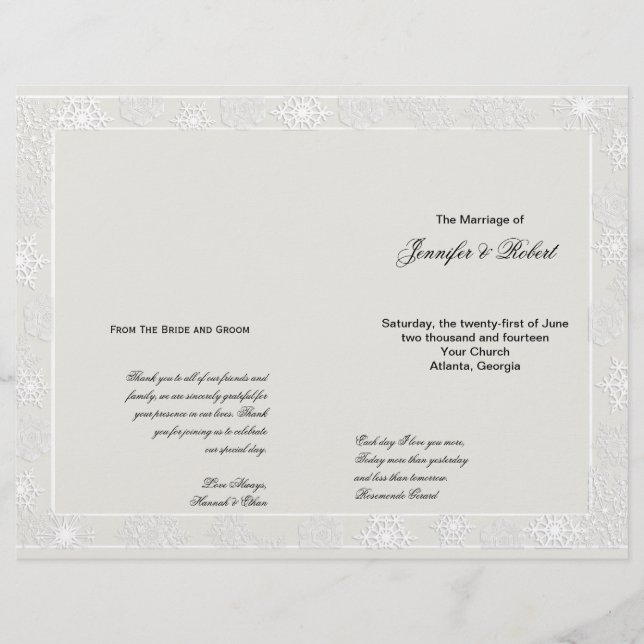 Programa de Casamento no inverno Silver White Snow (Frente)