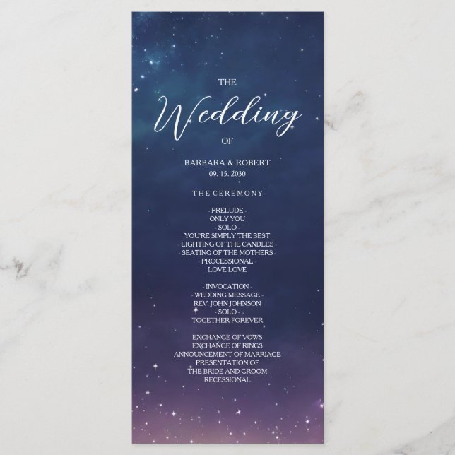Programa de Casamento Noturno Estrelado Celestial (Frente)
