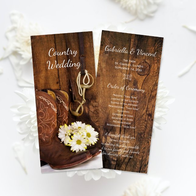 Programa de Casamento Ocidental de Cowboy Boots an (Criador carregado)