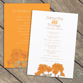 Programa de casamento Orange White chrysanthemum