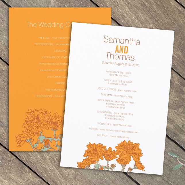 Programa de casamento Orange White chrysanthemum (Criador carregado)