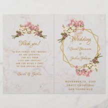 Programa de Casamento Orquídeas Rosa Dourado Mármo