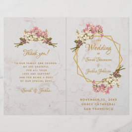 Programa de Casamento Orquídeas Rosa Dourado Mármo