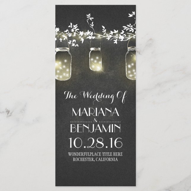 programa de casamento para mason jar (Frente)