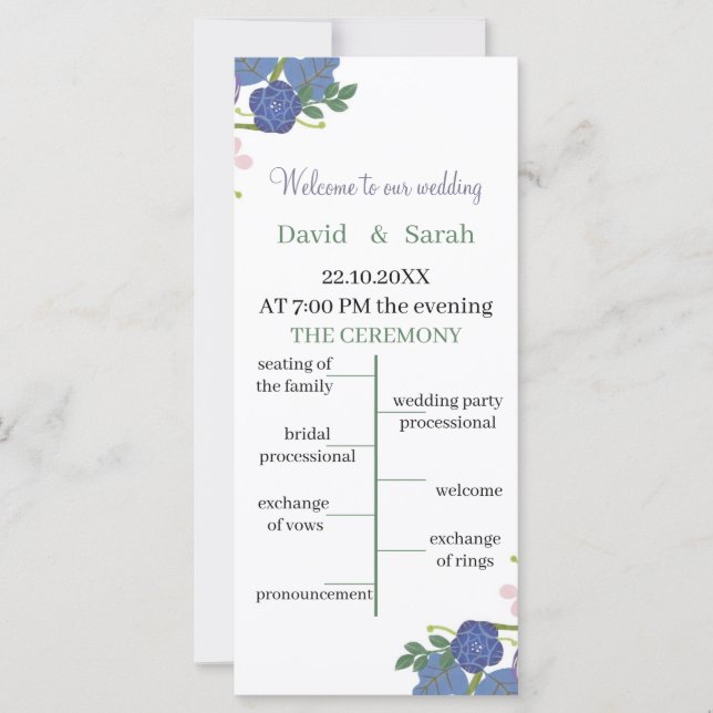 Programa de Casamento Personalizado da Flor Roxo E (Frente)