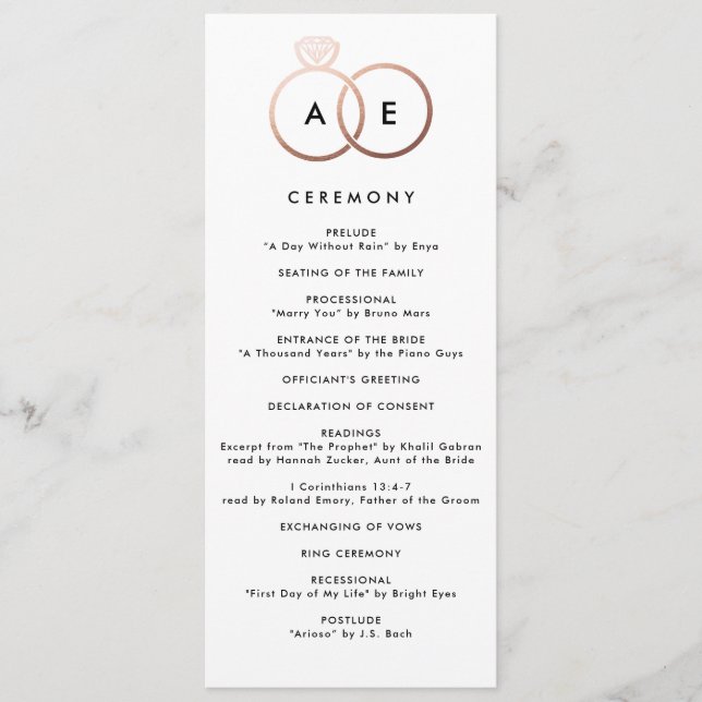 Programa de Casamento Personalizado de Anéis Doura (Frente)