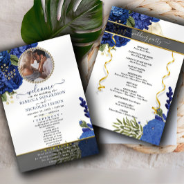 Programa de Casamento Personalizado de Flor Azul M