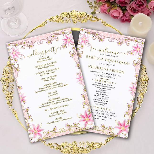 Programa de Casamento Personalizado Elegante (Criador carregado)