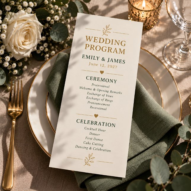 Programa de Casamento Personalizado Elegante Doura (Criador carregado)