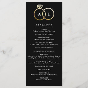 Programa de Casamento Personalizado Preto dos Anéi