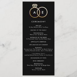 Programa de Casamento Personalizado Preto dos Anéi