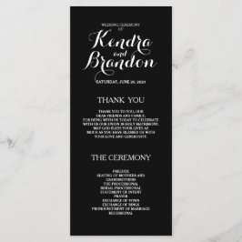 Programa de Casamento Personalizado Preto Simples 