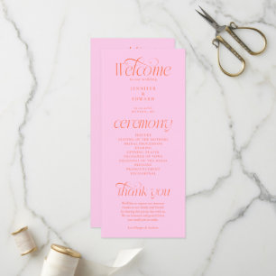 Programa de Casamento Pink Laranja Tipografia Mode