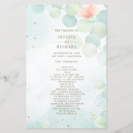 Programa de Casamento por Aquarela Eucalyptus Mono