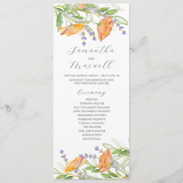 Programa de Casamento por Aquarela Flores Selvagen