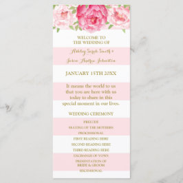 Programa de Casamento por Aquarela Rosa-Stripes