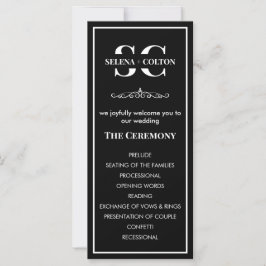 Programa de Casamento Preto e Branco Moderno e Ate