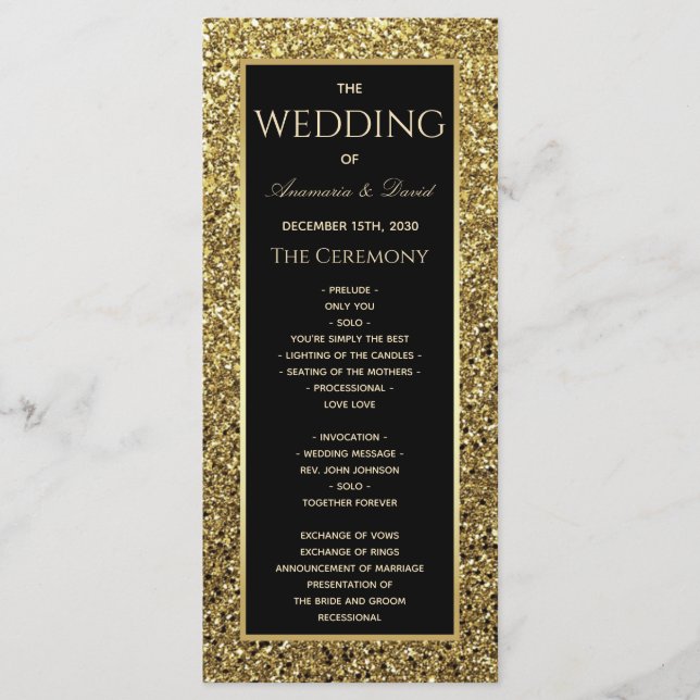 Programa de Casamento Preto e Dourado (Frente)