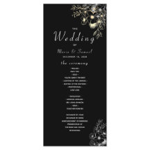 Programa de Casamento Preto e Dourado Elegante