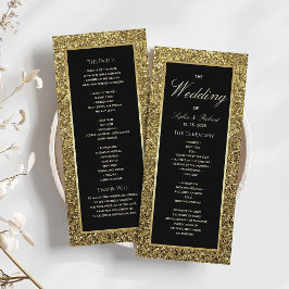 Programa de Casamento Preto e Dourado Elegante e S