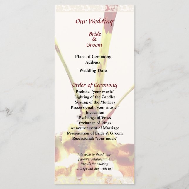 Programa de Casamento Psychopsis Mendenhall Hildos (Frente)